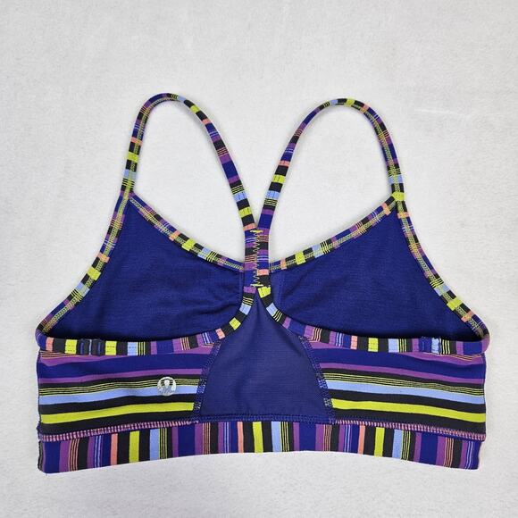 Lululemon Flow Y Racerback Sports Bra IV Wish Multi Poncho Stripe A-C Cup Size 4 - Picture 7 of 14